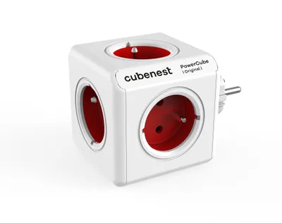 Zdjęcie produktu dla PowerCube Cubenest Original - Gniazdo czerwone - 5 gniazd, bezpiecznik dziecięcy, uziemienie, maks. 16A/250V3680W/50-60Hz