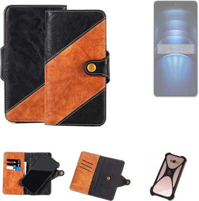 Produktbild von K-S-Trade Handyhülle Schutzhülle Bookstyle Case Wallet-Case kompatibel mit Vivo iQOO Neo9s Pro+ Handy Cover Bumper Klapphülle schwarz hellbraun 1x