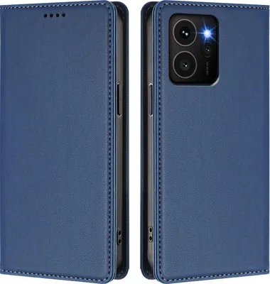 Image de Etui en cuir pour HMD Skyline, étui magnétique en cuirPolyuréthaneavec support Bleu foncé