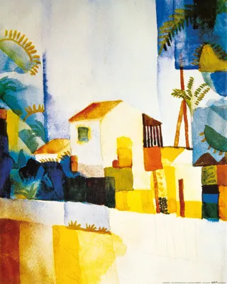 Produktbild von August Macke Kunstdruck Bild - Das Helle Haus, 1914 (50 x 40 cm)