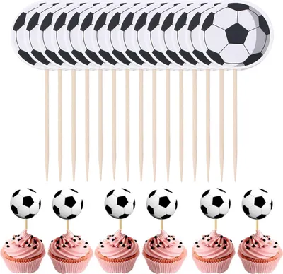 DBALL 31 Stück Tortendeko Fussball Cupcake Topper Geburtstag it Happy