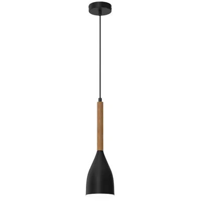 Obrázek produktu pro Černá závěsná lampa s dřevěným prvkem Muza NEW 1xE27 15W Luminex
