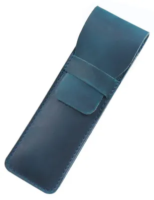 Produktbild von Federmäppchen aus Leder mit Klappe, blau (S)