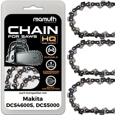 Obrázok produktu pre 3 reťaze na pílu, reťazová píla 38 cm, 1,5 mm, 0,325", 64 článkov, vhodné pre modely Makita DCS4600S, DCS5000