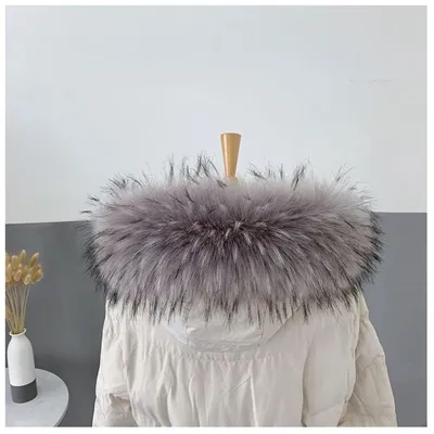 Productafbeelding van Faux Fur Kraag - Verwijderbare Warme Capuchon voor Winterjas - Grijs