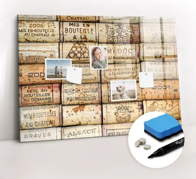 Produktbild von Magnetpinnwand Memoboard - Zubehörsatz - Schwarzer Marker + Schwamm + Magnete - 100 x 70 cm - Weinkorken