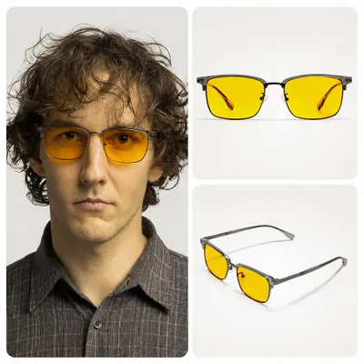 Produktbild von Computerbrille, 97 % Blaulichtfilter, Herren, Fovea Blue® Romeo Calm Black