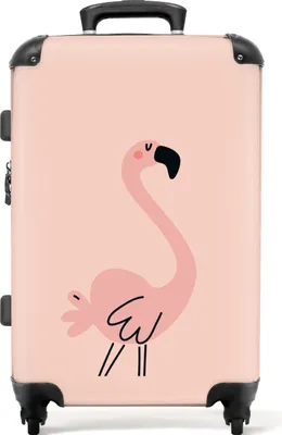 Obrázek produktu pro NoBoringSuitcases.com® Velký kufr - Flamingo - Bird - Pink - Girls - Kids - Combination Lock TSA - Hard Shell Trolley 4 Wheels - 72 litrů - Cestovní kufr - 66 cmKufr Medium 67x43x25 cm, 72L,