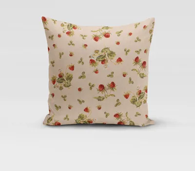 Produktbild von SCHÖNER LEBEN. Kissenhülle Strawberrys Growing Erdbeeren natur rot g Größe 70x70cm (HxB) 70x70cm (HxB) Größe