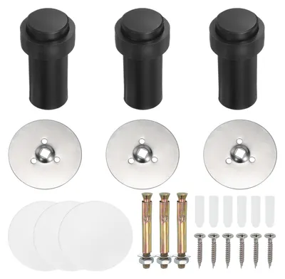 Türstopper 3er Set, 80 mm, Edelstahl, selbstklebend, schwarz