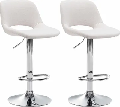Produktbild von CLP 2er Set Barhocker Camden Stoff drehbar und höhenverstellbar creme Material Gestell Metall in Chromoptik