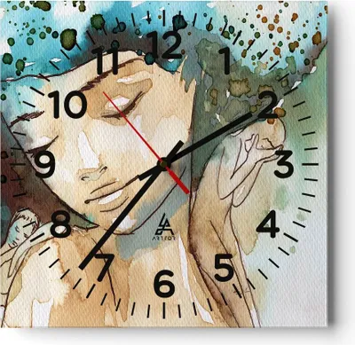 Produktbild von Wanduhr - Quadrat - Glasuhr - Frau modern - 40x40cm - Schleichendes Uhrwerk - Lautlos - zum Aufhängen bereit - Dekoration Modern - Wanddekoration aus Glas - C4AC40x40-3580