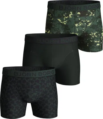 Produktbild von Björn Borg - Herren - Boxershorts Aus Baumwoll-Stretch, 3er-Pack - Bunt/Grün - Gr. S