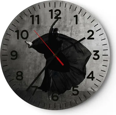 Produktbild von Wanduhr - Rund - Glasuhr - Tanz Schwarz Kleid - 30x30cm - Schleichendes Uhrwerk - Lautlos - zum Aufhängen bereit - Dekoration Modern - Wanddekoration aus Glas - C4AR30x30-4536