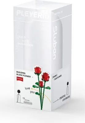 Produktbild von Klemmbausteine Pleyerid Rosen in Vase rot