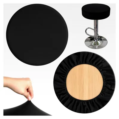 Produktbild von 2 Stück runde Hockerbezüge, Durchmesser 30-40 cm, wasserdichte Bezüge in Schwarz