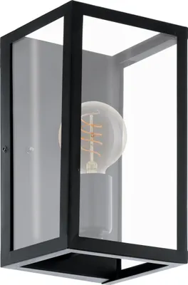 Produktbild von EGLO Wandlampe Charterhouse, 1 flammige Vintage Wandleuchte, Material: Stahl, Farbe: Schwarz, Glas: klar, Fassung: E27