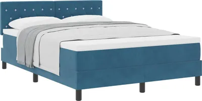 Obrázok produktu pre Posteľ s pružinovým rámom Tmavomodrá 140 x 190 cm Zamat