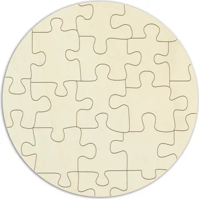 Produktbild von Personalisierbares, rundes Blanko-Holzpuzzle – 21 Teile,  Ø 29 cm – leeres Puzzle aus Holz zum selbst gestalten und bemalen, inkl. Puzzlevorlage