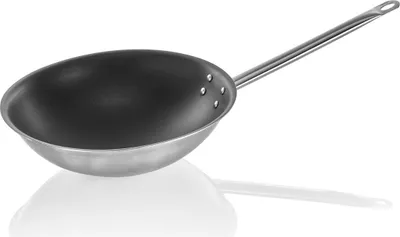 Produktbild von Wok mit Antihaftbeschichtung und rundem Boden, Ø 38 cm, Chromnickelstahl 18/10