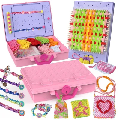 Produktbild von 3-in-1 Webstuhl-Set 400 Teile Freundschaftsarmband Bastelset mit Aufbewahrungsbox für Kinder