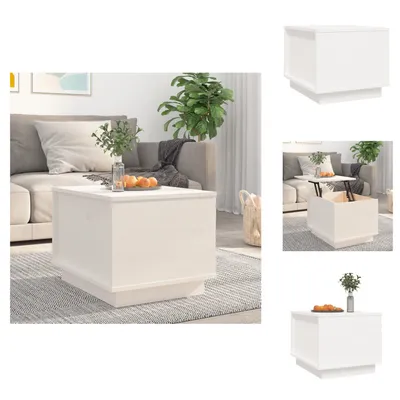 Obrázok produktu pre vidaXL Konferenčný stolík biely 40x50x35 cm z masívneho borovicového dreva - Konferenčné stolíky