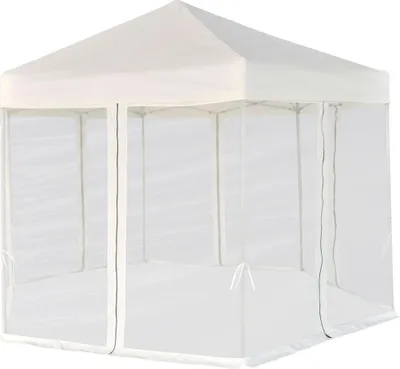 Produktbild von vidaXL Hexagonal Pop-Up Zelt mit 6 Seitenwänden Cremeweiß 3,6x3,1 m