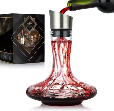 Produktbild von Weinkaraffe mit Aerator, Filter und Ausgießer, aus Kristallglas, für Rotwein