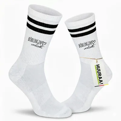 Produktbild von Huuraa Uni Socken Böblingen verliebt 42/46 Black Baumwolle Tennissocken Geschenkidee