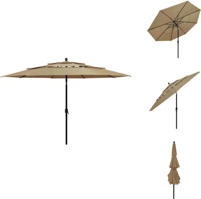 Image de vidaXL Parasol avec mât en aluminium 3 couches Taupe 3,5 m - Parasols & Protection solaire