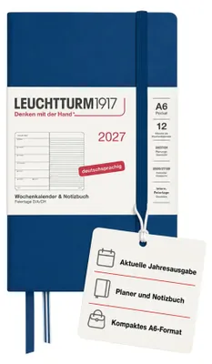 Obrázok produktu pre Kalendár LEUCHTTURM1917 na rok 2027, formát A6 (vreckový), s poznámkovým blokom – plánovač termínov