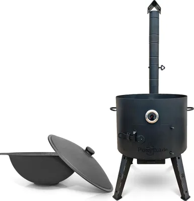 Produktbild von Utschak Uchag Feuerofen Ø 49 cm 2 mm Stahl mit Usbekische Kazan 22 L Казан Учаг
