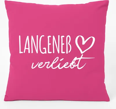 Produktbild von Huuraa Kissen Langeneß verliebt 40x40cm mit Füllung Fuchsia Baumwolle Dekokissen Geschenkidee