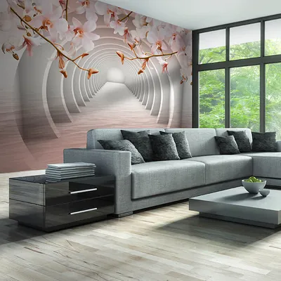 Produktbild von Fototapete Tunnel Rosa Blumen M3935 – selbstklebende Strukturtapete 260g / 400x280cm