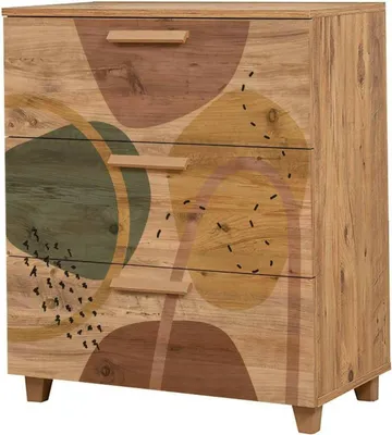 Produktbild von Kommode Dpetruzz, Mehrzweckkommode, Schlafzimmerkommode, Schrank mit Schubladen, 80x43h95 cm, Eiche