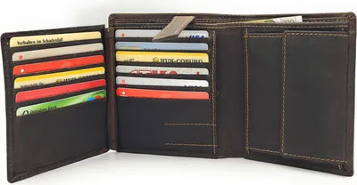 Produktbild von Jockey Club echt Vollrind-Leder Geldbörse Portemonnaie Geldbeutel 18 Kartenfächer mit RFID Schutz