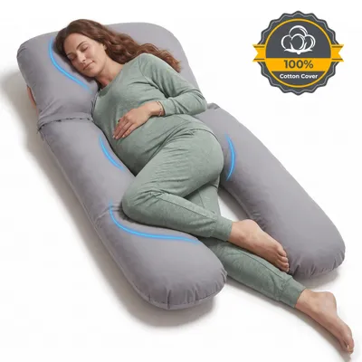 Produktbild von Sleep Comfy Schwangerschaftskissen XXL 300 cm U-Form – Seitenschläferkissen, Stillkissen, Körperkissen mit 100 % Baumwollbezug