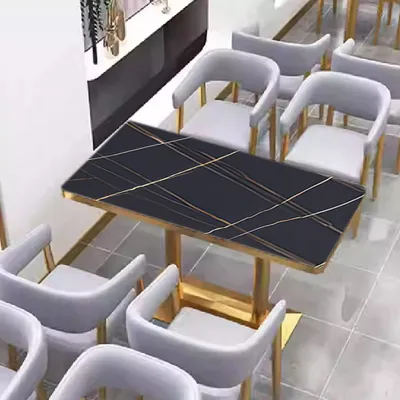 Produktbild von 360Home Langer Tisch, Esstisch, Couchtisch, Kaffeetisch, Bartisch, Schreibtisch, Schwarz Gold, 120 * 60 * 75 cm