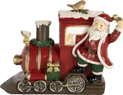 Image de Clayre & Eef Figurine de décoration de Noël Père Noël 16x10x13 cm rouge plastique