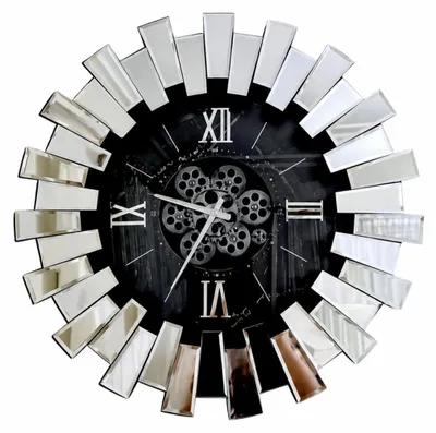 Produktbild von Große Wanduhr Spiegel modernes Design Zahnräder Mechanismus Dekoration