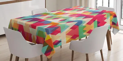 Obrázek produktu pro ABAKUHAUS Indie ubrus, opakující se polygonální barevné trojúhelníky geometrický design, 140 x 240 cm, vícebarevný