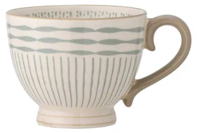 Produktbild von Bloomingville Becher MAPLE Blau Weiß 420 ml Kaffeebecher Keramik Tasse
