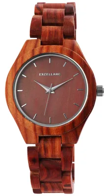 Produktbild von Excellanc Damen Uhr Holz Gliederarmband 1800171-002 Holzuhr rotbraun
