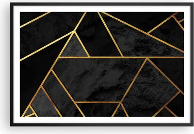 Produktbild von Gerahmtes Poster - Schwarzer Rahmen - Abstraktion Gold Schwarz - 91,5x61 cm - Wand Bild - Wanddeko - Wandbilder - Wandposter - Bilderrahmen - Bilder - Kunstdruck - Wandbild - P2BAA91x61-4358