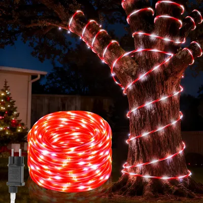 Lichterkette 30 m, 600 LEDs, 8 Modi, wasserdicht, rot/weiß