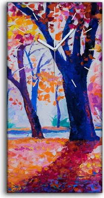 Produktbild von Wanduhr Uhr Wandbild Leinwand 30x60 Herbstfarben im Park moderne Kunst - weiße Hände