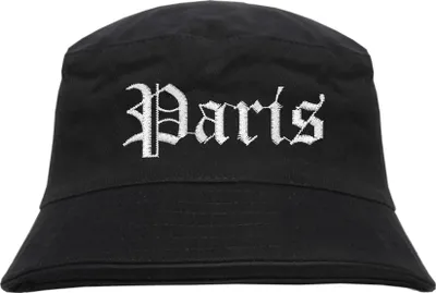 Produktbild von Paris Fischerhut - Altdeutsch - bestickt - Bucket Hat Anglerhut Hut Schwarz S/M
