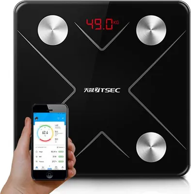Obrázek produktu pro Verk 17089 Analytická osobní váha, USB, Bluetooth 180 kg černá