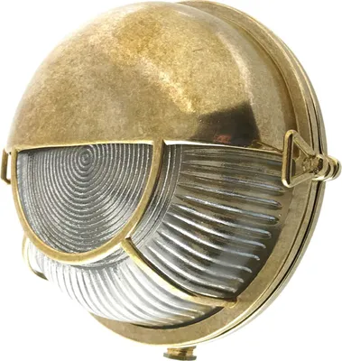 Produktbild von Kellerleuchte Echt-Messing Glas D: 17,5 cm rund IP64 in Messing E27 Maritim