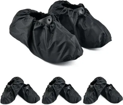 Productafbeelding van Herbruikbare schoenovertrekkers, 4 paar, waterdicht, wasbaar, antislip, bescherming voor schoenen tijdens het reizen, tegen vuil en regen